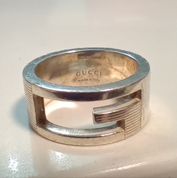GUCCI Branded G Logo Silver 925 Ring I - Picture 1 of 7